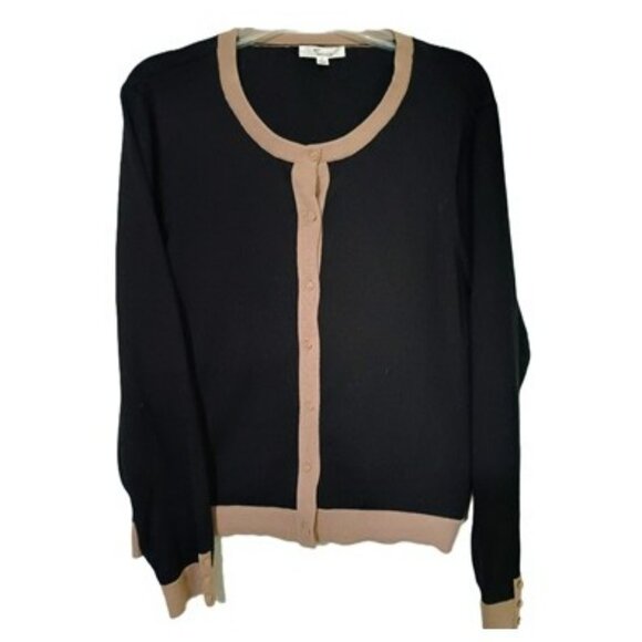 EUC: 89th + Madison Sze Large Black & Tan Button-Down Cardigan - Picture 5 of 5